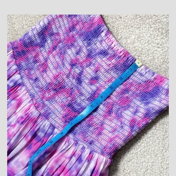 Playa Lucila Maxi Dress Strapless Tiered Maxi Dress Shirred Top Purple Pastel XS - Picture 12 of 16